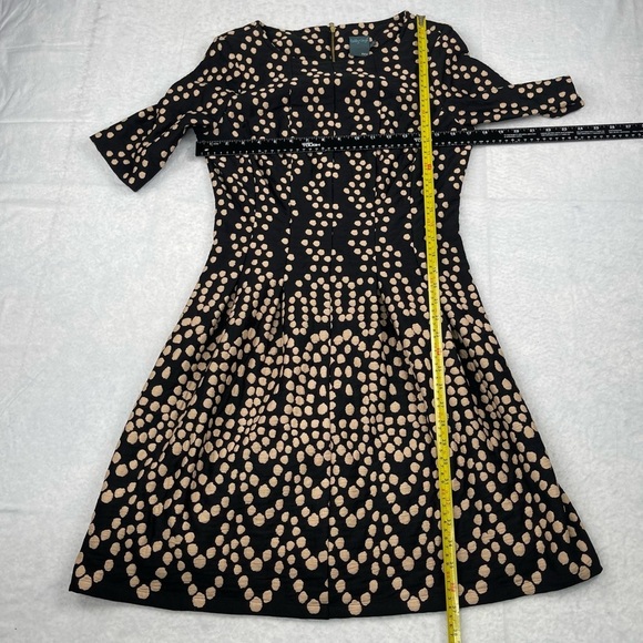 Gabby Skye Dress Womens 8 Black Cream Polka Dots Elbow Sleeves Exposed Zipper - Picture 5 of 10